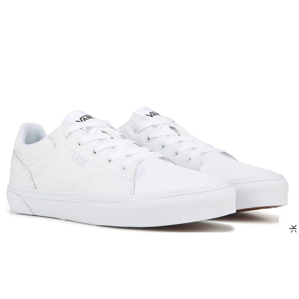 Vans Seldan Platform Leather Low Top White Sneakers Size 5.5 Youth